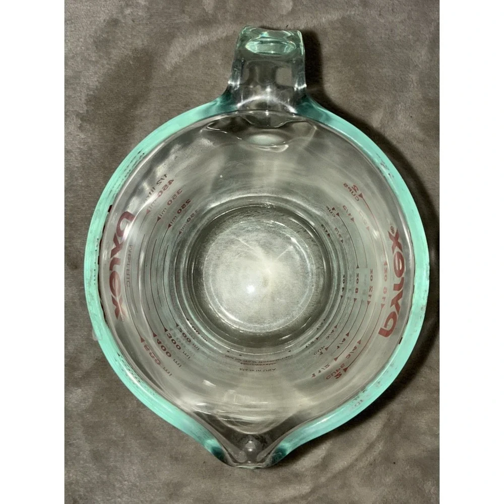 Pyrex Measuring Cup 2 Cup Glass Open Handle Red Lettering 500‎ ml